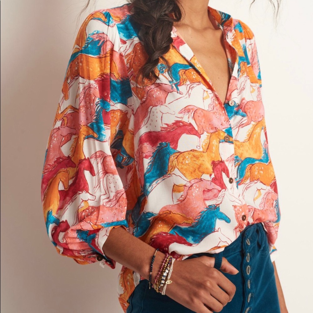 Maeve Pastoral Watercolor Blouse NWT